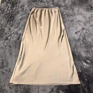 Mango Satin Long Skirt Womens XXS Taupe Metallic Elasticized Waistband Casual